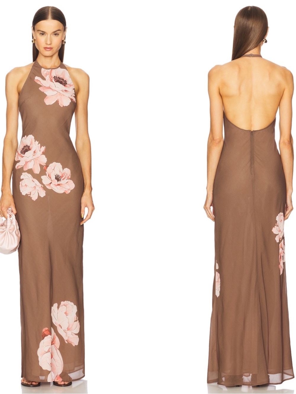 SAU LEE Gwyneth Floral Brown Maxi Dress Size 6